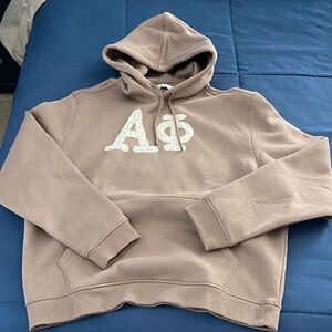 Alpha Phi Patchwork Hoodie - Brown/Cream